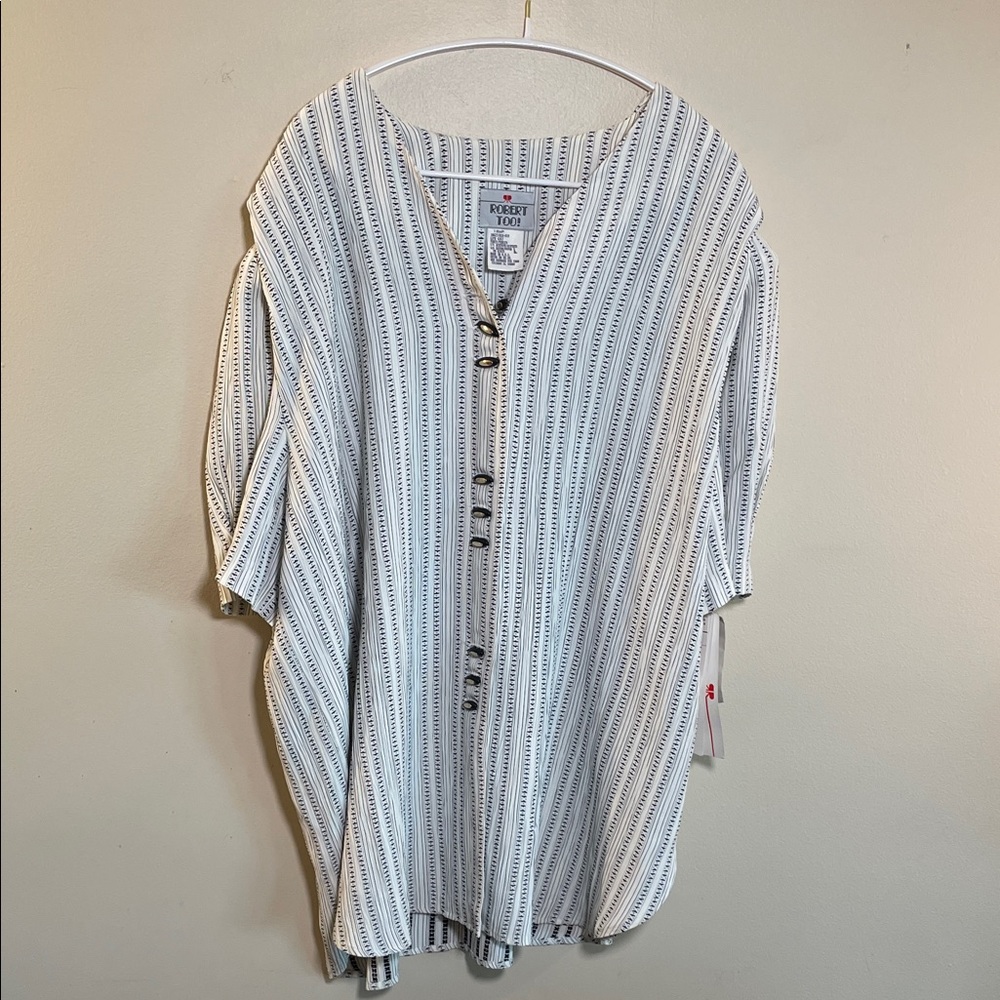 💕3/$50 BUNDLE VINTAGE ROBERT TOO! Women's Striped Button-Down Blouse